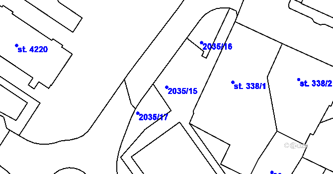 Parcela st. 2035/15 v KÚ Šumperk, Katastrální mapa