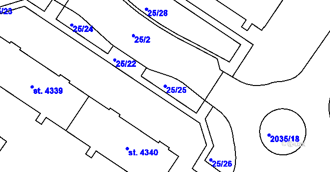 Parcela st. 25/25 v KÚ Šumperk, Katastrální mapa