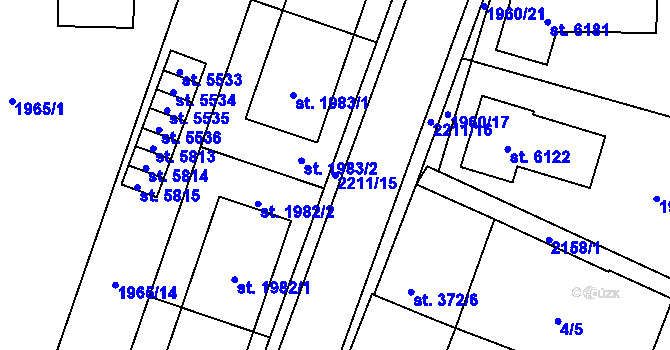 Parcela st. 2211/15 v KÚ Šumperk, Katastrální mapa