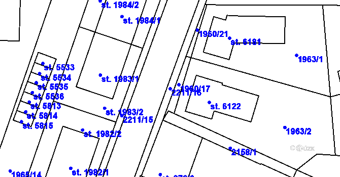 Parcela st. 2211/16 v KÚ Šumperk, Katastrální mapa