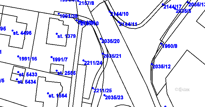 Parcela st. 2035/21 v KÚ Šumperk, Katastrální mapa