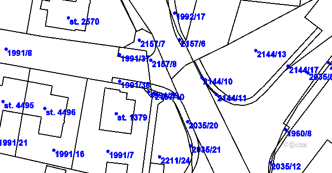 Parcela st. 2211/22 v KÚ Šumperk, Katastrální mapa