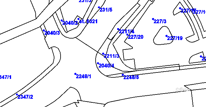 Parcela st. 2211/3 v KÚ Šumperk, Katastrální mapa