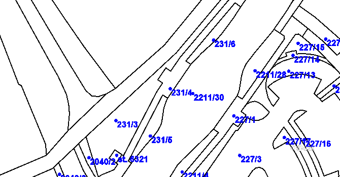 Parcela st. 231/4 v KÚ Šumperk, Katastrální mapa