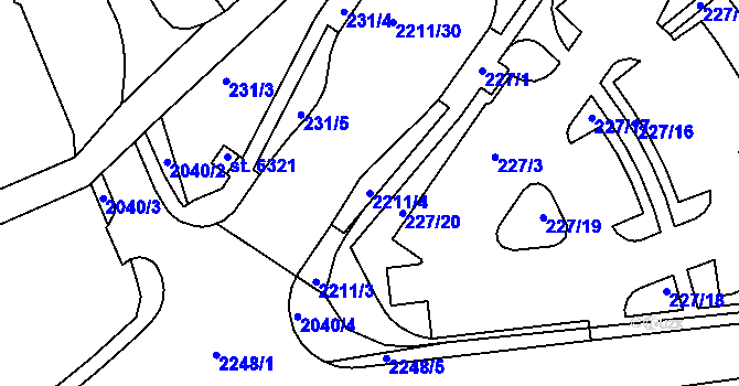 Parcela st. 2211/4 v KÚ Šumperk, Katastrální mapa