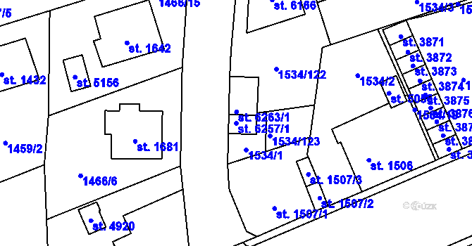 Parcela st. 6257/1 v KÚ Šumperk, Katastrální mapa