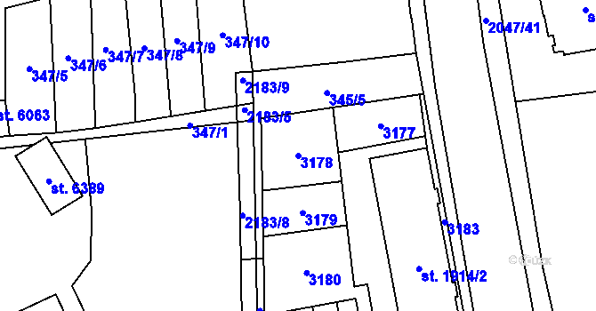 Parcela st. 3178 v KÚ Šumperk, Katastrální mapa