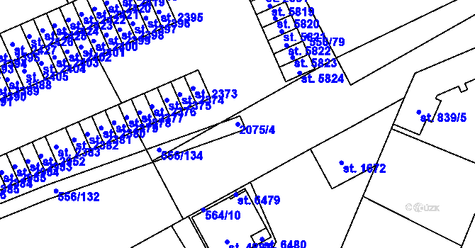 Parcela st. 2075/4 v KÚ Šumperk, Katastrální mapa