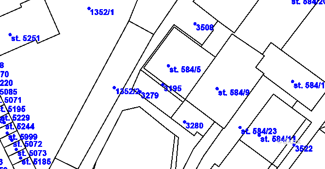 Parcela st. 3195 v KÚ Šumperk, Katastrální mapa