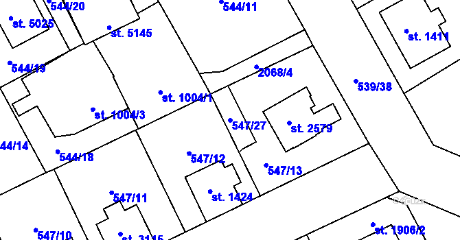 Parcela st. 547/27 v KÚ Šumperk, Katastrální mapa