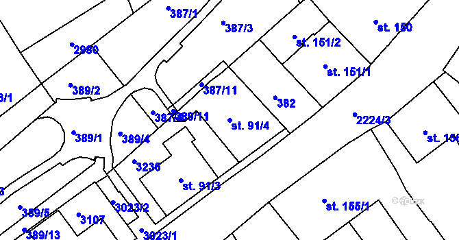 Parcela st. 91/4 v KÚ Šumperk, Katastrální mapa