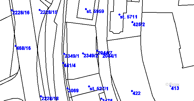 Parcela st. 2044/7 v KÚ Šumperk, Katastrální mapa