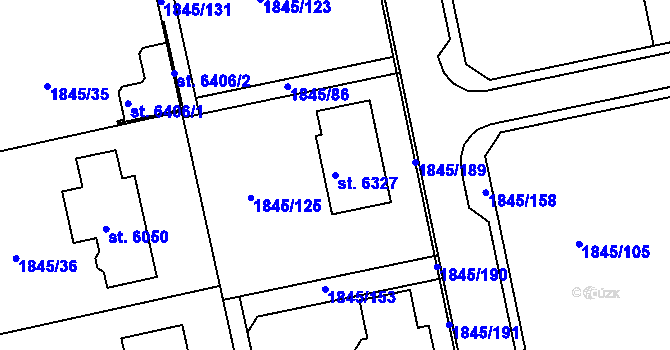 Parcela st. 6327 v KÚ Šumperk, Katastrální mapa