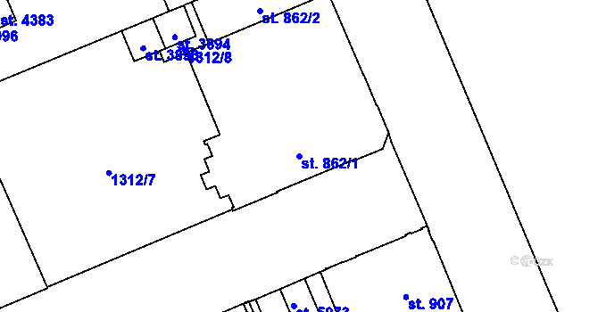 Parcela st. 862/1 v KÚ Šumperk, Katastrální mapa