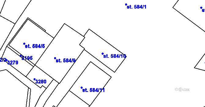 Parcela st. 584/10 v KÚ Šumperk, Katastrální mapa