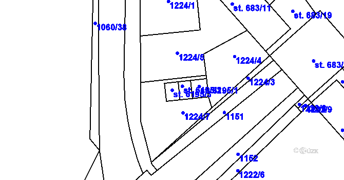 Parcela st. 6195/3 v KÚ Šumperk, Katastrální mapa