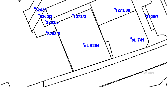 Parcela st. 6364 v KÚ Šumperk, Katastrální mapa