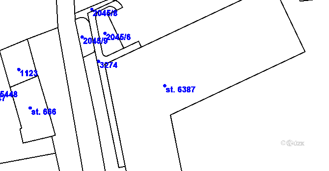 Parcela st. 6387 v KÚ Šumperk, Katastrální mapa
