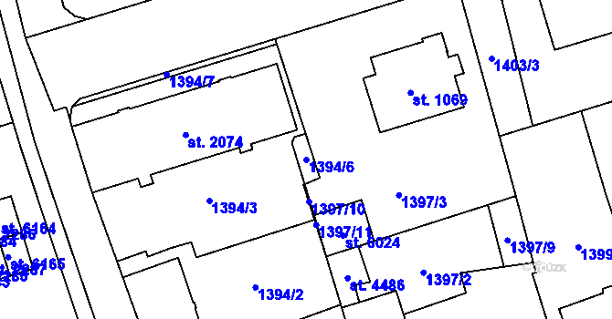 Parcela st. 1394/6 v KÚ Šumperk, Katastrální mapa