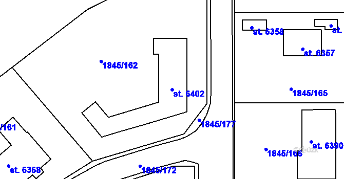 Parcela st. 6402 v KÚ Šumperk, Katastrální mapa