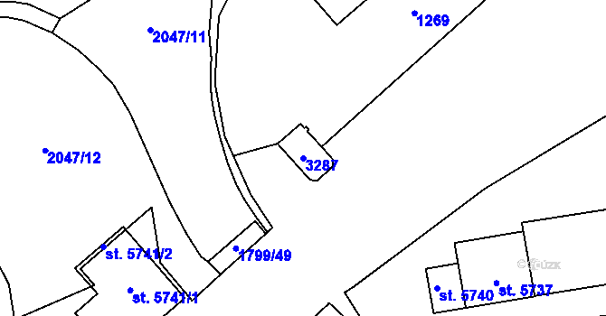 Parcela st. 3287 v KÚ Šumperk, Katastrální mapa