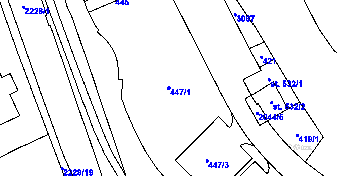 Parcela st. 447/1 v KÚ Šumperk, Katastrální mapa