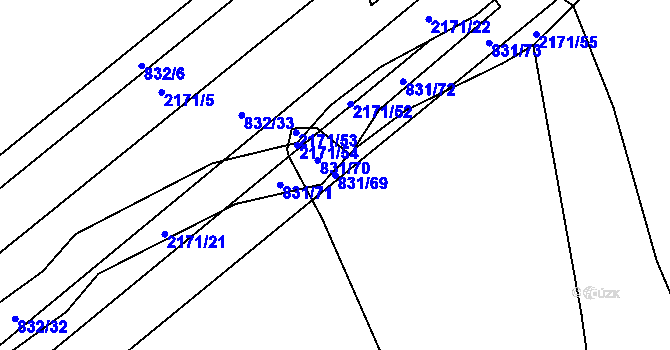Parcela st. 831/69 v KÚ Šumperk, Katastrální mapa