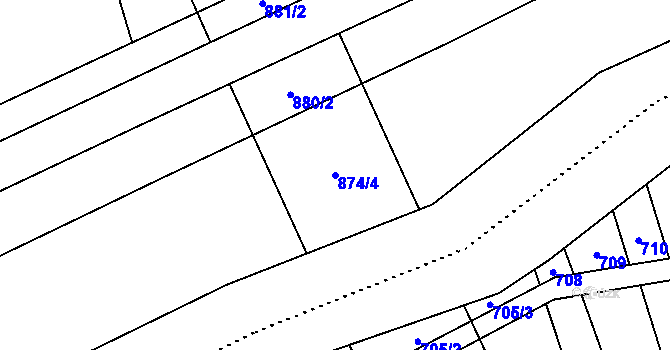 Parcela st. 874/4 v KÚ Šumperk, Katastrální mapa