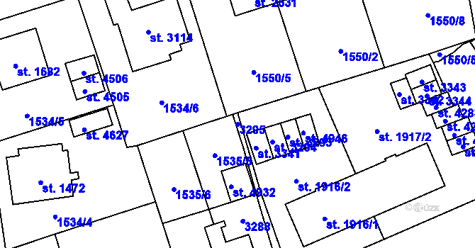 Parcela st. 3295 v KÚ Šumperk, Katastrální mapa