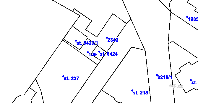 Parcela st. 6424 v KÚ Šumperk, Katastrální mapa