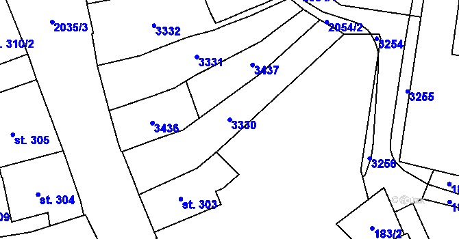 Parcela st. 3330 v KÚ Šumperk, Katastrální mapa