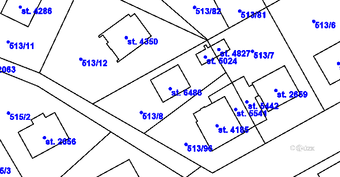 Parcela st. 6486 v KÚ Šumperk, Katastrální mapa