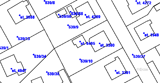 Parcela st. 6495 v KÚ Šumperk, Katastrální mapa