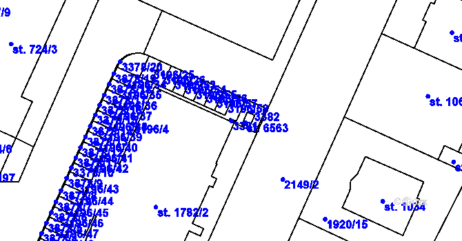 Parcela st. 3381 v KÚ Šumperk, Katastrální mapa