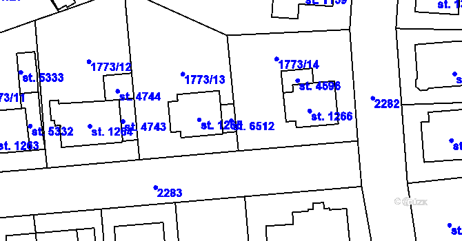 Parcela st. 6512 v KÚ Šumperk, Katastrální mapa