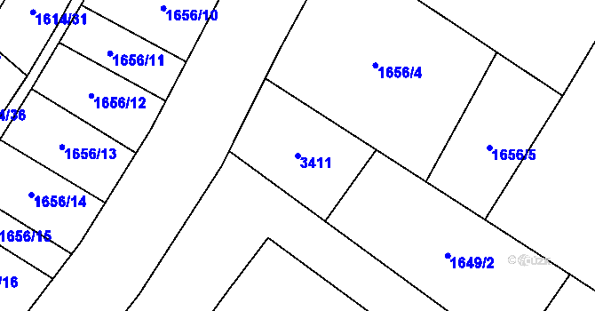 Parcela st. 3411 v KÚ Šumperk, Katastrální mapa