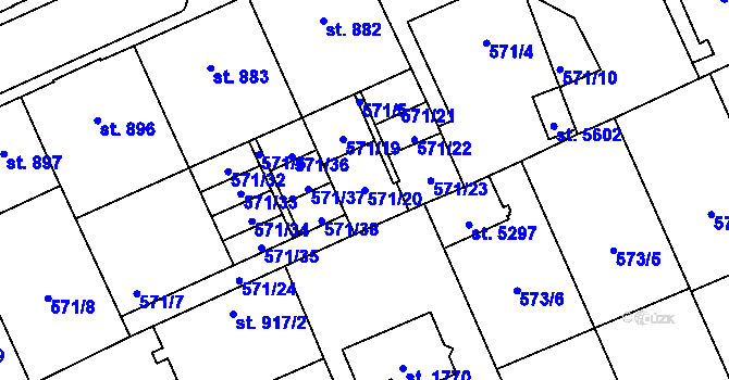 Parcela st. 571/20 v KÚ Šumperk, Katastrální mapa