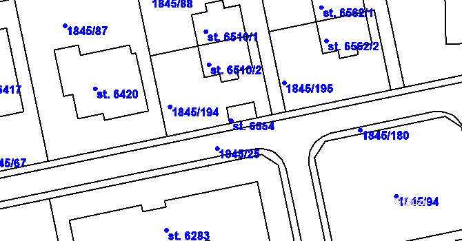 Parcela st. 6554 v KÚ Šumperk, Katastrální mapa