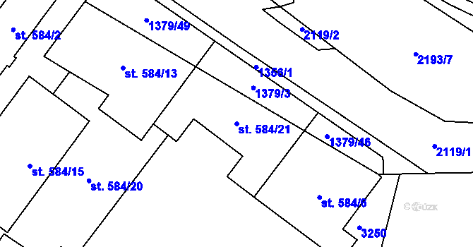 Parcela st. 584/21 v KÚ Šumperk, Katastrální mapa
