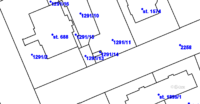 Parcela st. 1291/14 v KÚ Šumperk, Katastrální mapa