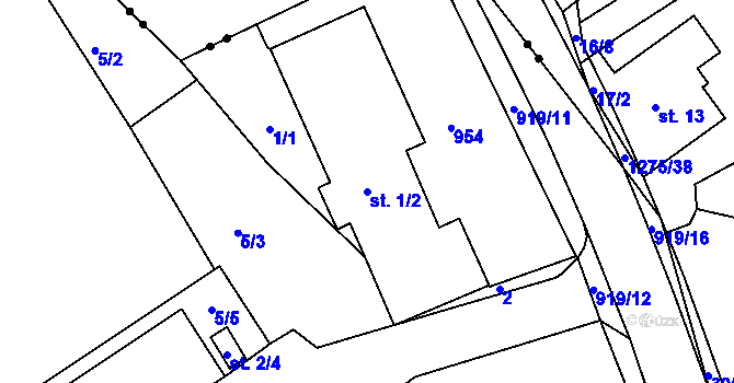 Parcela st. 1/2 v KÚ Dolní Temenice, Katastrální mapa