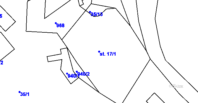 Parcela st. 17/1 v KÚ Dolní Temenice, Katastrální mapa