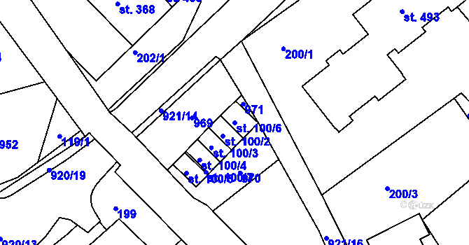 Parcela st. 100/6 v KÚ Dolní Temenice, Katastrální mapa
