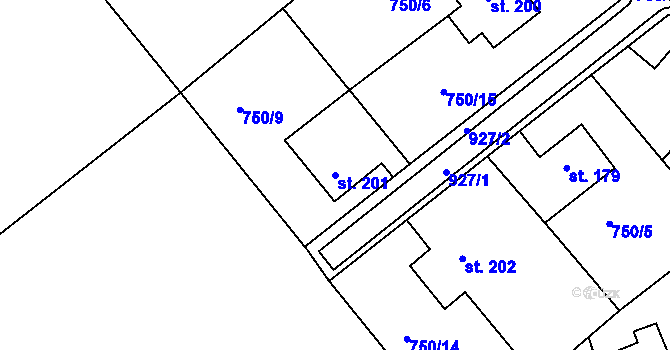 Parcela st. 201 v KÚ Dolní Temenice, Katastrální mapa