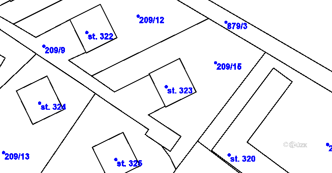 Parcela st. 323 v KÚ Dolní Temenice, Katastrální mapa