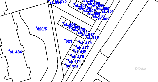 Parcela st. 418 v KÚ Dolní Temenice, Katastrální mapa