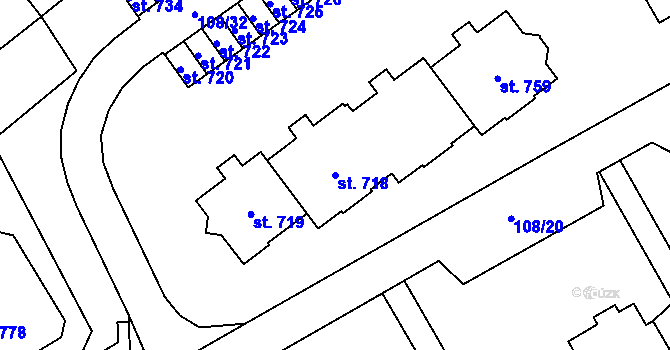 Parcela st. 718 v KÚ Dolní Temenice, Katastrální mapa