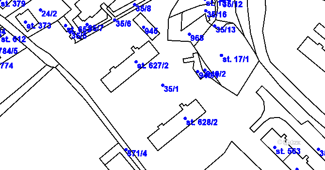 Parcela st. 35/1 v KÚ Dolní Temenice, Katastrální mapa