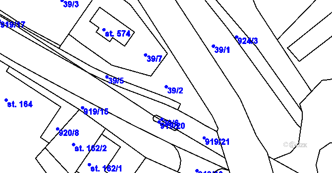 Parcela st. 39/2 v KÚ Dolní Temenice, Katastrální mapa