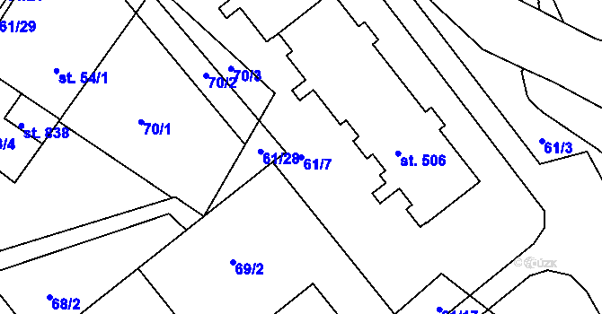 Parcela st. 61/7 v KÚ Dolní Temenice, Katastrální mapa